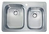 Lenova SS-TM-33918 Stainless Steel Top Mount Unequal Double Bowl Drop-In Kitchen Sink by Lenova