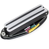 Musiclily Pro ST-DPHC セラミック シングルサイズハムバッカー ピックアップ 13.2K Super Distortionストラトエレキギター用 ホワイトボディ ブラックレール