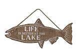 21.5'L Fish Shaped 'Life Is Better At The Lake' Wall Decor [並行輸入品]