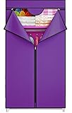 SUOERNUO カバー付き　ワードローブ　クローゼット　幅70*奥行45*高155cm　大容量　衣類収納　一人暮らし用衣装ケース (パープル)
