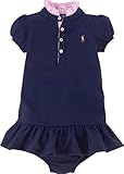 Ralph Lauren(ラルフローレン) ギンガムカラーワンポイント半袖鹿の子ポロワンピース(Navy) 9M(6-9ヶ月) [並行輸入品]