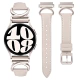コンパチブル Samsung Galaxy Watch 7/FE/6/5/5 Pro/4 バンド 本革 Cバックル ギャラクシーウォッチ4 40mm・44mm/4 Classic 42mm・46mm/3 41mmに対応 バンド レザー Active 2 40mm・44mm 交換ベルト 20mm レディース 可愛い オシャレベルト 柔らかい(スターライト)