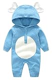 kookoohouse 新生児 秋冬 着ぐるみ ニット カバーオール 耳付き ベビー 防寒 ロンパース 帽子付き アニマル 象 サイズ90 18-24ヶ月