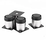 uxcell 調節可能　キャビネットの足　台所　家具　60 x 50mm　シルバートーン　ブラック　4個入り