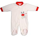 Baby Girls Or Boys Christmas Rudolph Reindeer Velour All In One (3-6 Months) by PEQUILINO