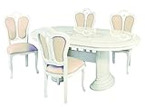サルタレッリ フローレンス ダイニングテーブルセット 175cm 合皮 レザー 4人用 5点セット アイボリー 白