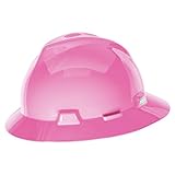 MSA Full Brim Hard Hat with Staz On Ratchet Suspensions Bright Pink by V-Gard