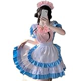 [AOTYP] メイド服 メイドコスプレ コンカフェ メイド 猫爪 ネコ娘 可愛い メイド ショート丈 メイドコスチューム ハロウィン仮装 レディース 妹系メイド 大きいリボン セット 一式 こすぷれ イベント パーティー 大人 ハロウィン 学園祭 撮影 オタクダンス ブルー M
