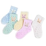 [インソミラ] InSomila 夏 子供のソックス 綿 子供靴下 キッズ ソックス 薄手 メッシュ 5足 セット 女の子 兎柄 ベビー シンプル カラー 柔らかい (兎Ｓ)