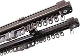 角型 伸縮 カーテンレール（ダブルタイプ）1.1ｍ～2ｍの範囲 ブラウン