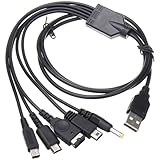 オーディオファン 5 in 1 USB 充電ケーブル New 3DS(XL/LL), 2DS, DSi(XL/LL), Wii U, PSP 1000/2000/3000対応 1.2m マルチゲーム USB 充電ケーブル ブラック