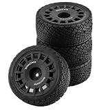 Chanmoo 1/10 RC ラリーカー タイヤ オンロードタイヤ 12mm 六角プラスチックホイールリム 1/10スケール レーシングカー タミヤ TT01 TT02 XV01 TA06 PTG2 HPI KYOSHO HSP RC オンロードカー 4個(ブラック)