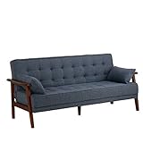 リクライニングソファー/ソファーベッド 【3人掛け】 ファブリック地 木製フレーム 肘付き ブルー(青)【代引不可】 生活用品 インテリア 雑貨 インテリア 家具 ソファ 三人掛けソファ 布地 ファブリック top1-ds-1747516-