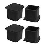 uxcell パイプキャップ 家具ゴム足カバー スクエア ブラック　保護　　20mm x 20mm ゴム　4個入り