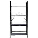 山善(YAMAZEN) 折りたたみラック 4段 A4対応 折りたたみ収納可能 アジャスター付き ダークブラウン PTR-4(MBR/MBR)