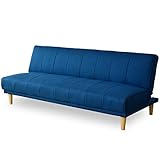 ソファベッド シングル【カナペ ネイビー】幅179cm ソファー 3人掛け 脚付き ファブリック リクライニング