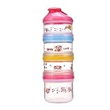 Kesoto 子供　粉ミルク　スナック　離乳食　保存容器　取り外し可能な　フードボックス　ボトル　4層　全2色 - ピンク