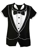 Stephan Baby Boy's Tiny Tux Short Romper Tuxedo 6-12 Months by Stephan Baby [並行輸入品]