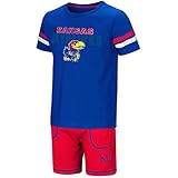 幼児用Kansas Jayhawks半袖Tシャツと短パンセット 5T with Personalized Name with Personalized Name ブルー