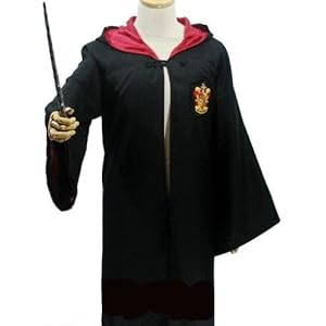 ハリーポッター グリフィンドール 衣装4点フルセット (ローブ、眼鏡、ネクタイ、魔法の杖) コスチューム 男女共用 Sサ…