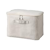 無印良品　ポリエステル綿麻混・ソフトボックス・長方形・中・フタ式　（Ｖ）約幅３７×奥行２６×高さ２６ｃｍ