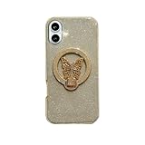 【ＤＢＷＹＰＹ】対応 iPhone 16 Plus ケース MagSafe対応 アイフォン16Plus ケース キラキラ かわいい 蝶 バタフライ スタンド機能 iPhone16Plus ケース 耐衝撃 全面保護 あいふぉん16Plusケース 可愛い きらきら おしゃれ 韓国 いphone16Plus ケース 黄ばみなし ワイアレス充電対応 マグセーフ ケース(ゴールド,iPhone16Plus)