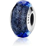 BOLENVI Sapphire Galaxy Blue Murano Glass 925 Sterling Silver Dangle Pendant Charm Bead For Pandora & Similar Charm Bracelets