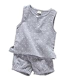 CXYP ッズ服 夏 男の子 上下セット キャミソール 星 ハーフパンツ ボーイズ セットアップ カワイイ コットン 子供服 カジュアル 80cm～110cm (グレー　90cm)