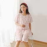 マタニティ パジャマ 夏 授乳服 前開き 妊婦服 半袖五分丈ズボン 薄型授乳 パジャマ 授乳口付き 入院 出産 準備 産前産後 妊娠中 ルームウェア (ピンク 粉, L)