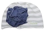 Woombieコットンフラワー帽子、ストライプ帽子デニム花、0?6メートル