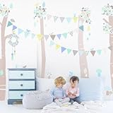 Oopsy Daisy Birch Tree Forest Blue Peel and Place, Blue/Neutral/Pastel, 54' x 60' [並行輸入品]