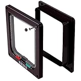 AGPTEK 愛犬愛猫へのプレゼントに！ペットのエア‐コン対策-猫も人間も大満足！４WAYタイプペットドアキャットドア　猫、犬用 (M（19.2*20*5.5cm）, 茶色)