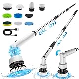 J JINPEI 【新登場】電動お掃除ブラシ バスポリッジャー デッキブラシ 【10in1＆電池残量表示＆IPX7防水】10つの替えブラシ 