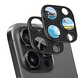 iXinQu カメラフィルム iPhone 16 Pro/16 Pro Max 用 カメラカバー レンズ保護 【アルミ合金製+強化ガラス】 9H 耐衝撃 黒縁 露出オーバー防止 15Pro/14Pro 用 カメラ保護カバー 粘着性強い 貼りやすい（ブラック）