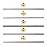 リニア モーション スクリュー ロッド 5 個 T8 リードスクリュー 2mm ピッチ 8mm リード 200mm リニアモーションスレッドロッド 3D プリンター用真鍮ナット付き