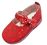 chocochild 子供 靴 ストーン 付 リボン 花柄 キッズ パンプス 踵 ライト シューズ (13cm, レッド)
