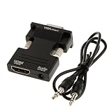 ノーブランド品 HDMI メス ー VGA オス コンバータ + オーディオアダプタ　 1080P 出力