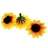 TOOGOO ( R ) 100 pcs人工ひまわりLittle Daisy Gerbera Flower Heads forウェディングパーティー装飾(イエロー＆コーヒー）