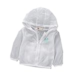 vivisclassic キッズ　UVカットパーカー　日焼け止め ベビー 紫外線対策　長袖ラッシュガード　アウター　夏　男の子女の子　90cm-130cm (white, 90)