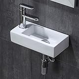 おしゃれ 洗面ボール 小型洗面ボウル 壁掛け 洗面台 洗面鉢 手洗い器 手洗いボウル 手洗台 壁付け型 浴室洗面台 手洗い鉢 バルコニー 陶器製 手洗器 おしゃれ シンプル 和風 洋風 ミニ型 方形（左側）365＊185＊90ｍｍ …