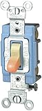 Leviton 1203-LHI 15 Amp, 120 Volt, Toggle Lighted Handle, Illuminated Off 3-Way AC Quiet Switch, Ext