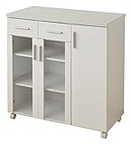 山善(YAMAZEN) ベリーベリーキッチン 【完成品】ステンレス天板キッチンガラスキャビネット(幅80 奥行40) ホワイト SSY-C8580GCST(WH)FA