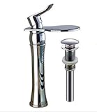 Senlesen Single Lever Waterfall Spout Bathroom Vessel Sink Faucet Hot Cold Lavatory Mixer Tap Tall B