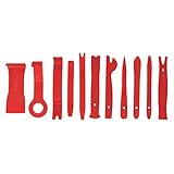 11ピースオートカーラジオパネルインテリアドアクリップパネルてこツールトリムダッシュボード除去オープニングツールセットdiy車修理ツールてこキット-赤い