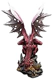 Large 23 " H Red Fieryドラゴンon Rock Statue LED Night Light Figurine鮮明な色