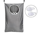 Idealgo布Hanging洗濯籠バッグfor Dirty Clothesクローゼット寝室Large HangingランドリーWet / Dry布PailバッグHamper withステンレススチー