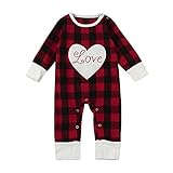 (プタス)Putars ベビー服 子供服 ロンパース 女の子 長袖 チェック柄 ハート柄 LOVE可愛い 秋 冬 新生児 歩行服 出産お祝い 記念日 プレゼント 0-24ヶ月