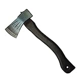 水野製作所　越後三条打刃物　割込小斧　焼牡丹曲柄360mm　皮サック入　 010-144