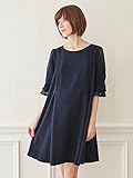 Angeliebe エンジェリーベ マタニティ ワンピース 授乳口付き ストレッチジョーゼット タックベルスリーブ ワンピ 妊婦服 産前 産後 お宮参り フォーマル 結婚式 3L ネイビー 22098