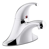 Kohler k-15182 – 4dra-cp Coralais single-handle Centersetバスルームシンク蛇口withプラスチックポップアップドレインとリフトロッド、ポリッシュ